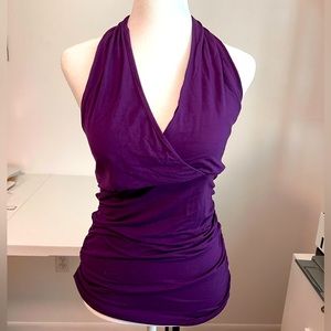 Ninedaily Purple halter top size small gathers at waist never worn